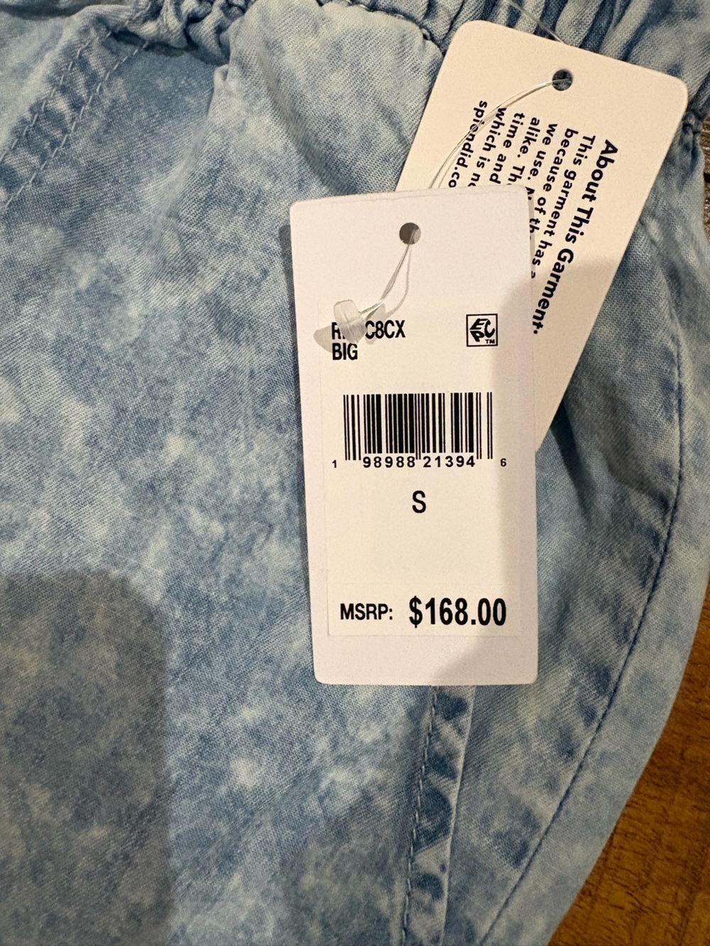 Splendid Angie Indigo Pallazo Wide Leg Pant Bleached Indigo Size S NWT $168 - Picture 10 of 10